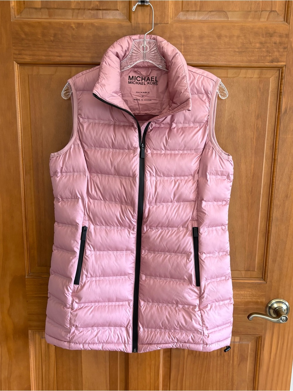 Michael Kors Pink Quilted Packable Puffer Vest, Women's Size M, Mid-Length